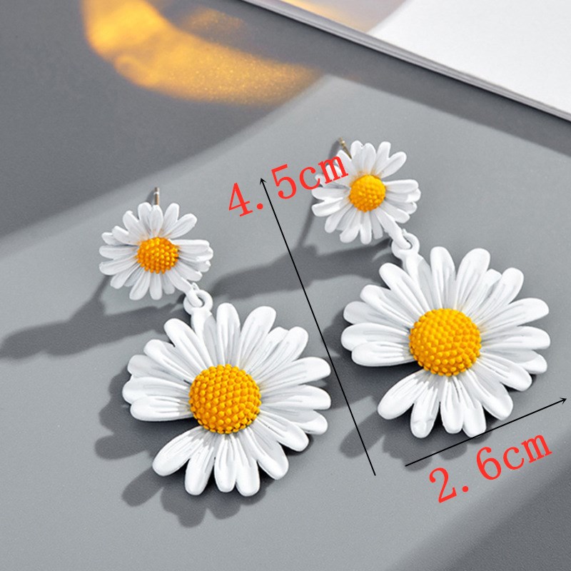 White Daisy Butterfly Dangle Earrings for Women