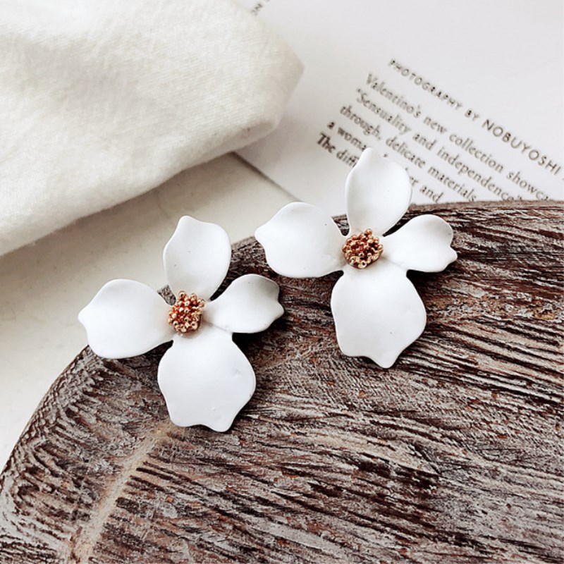 White Daisy Butterfly Dangle Earrings for Women