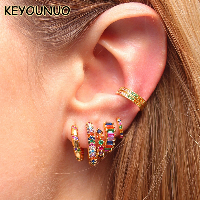 Colorful Gold Filled Stud & Dangle Earrings Set