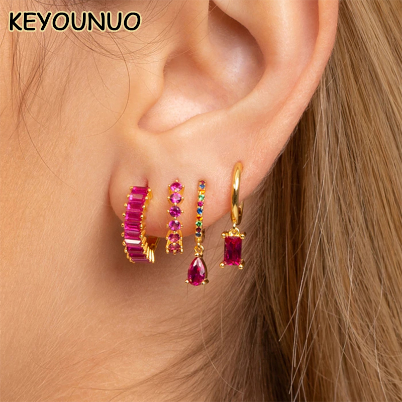 Colorful Gold Filled Stud & Dangle Earrings Set