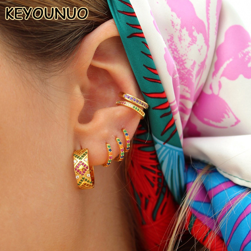 Colorful Gold Filled Stud & Dangle Earrings Set
