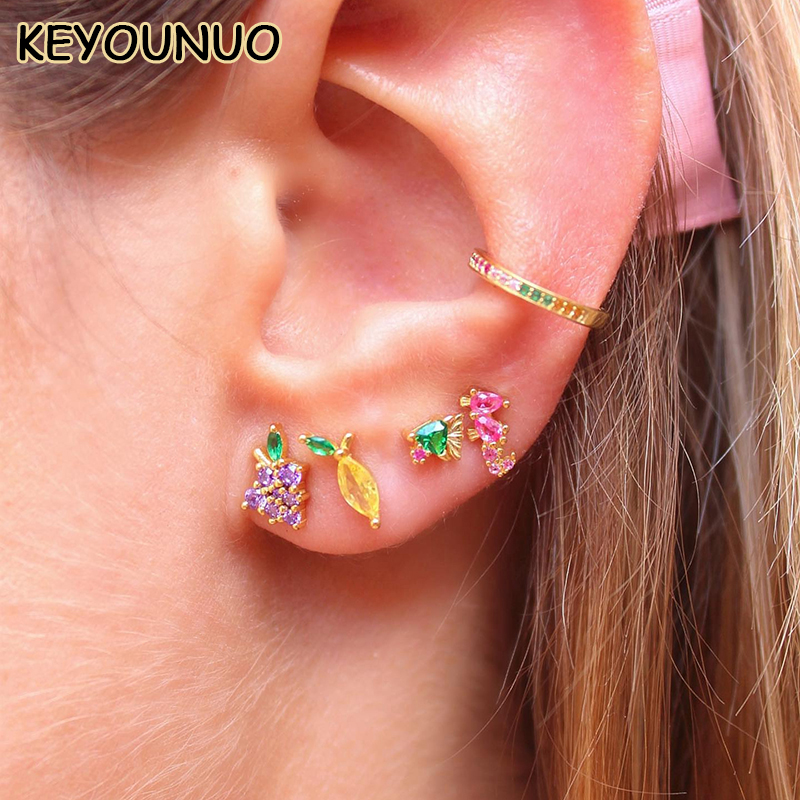 Colorful Gold Filled Stud & Dangle Earrings Set