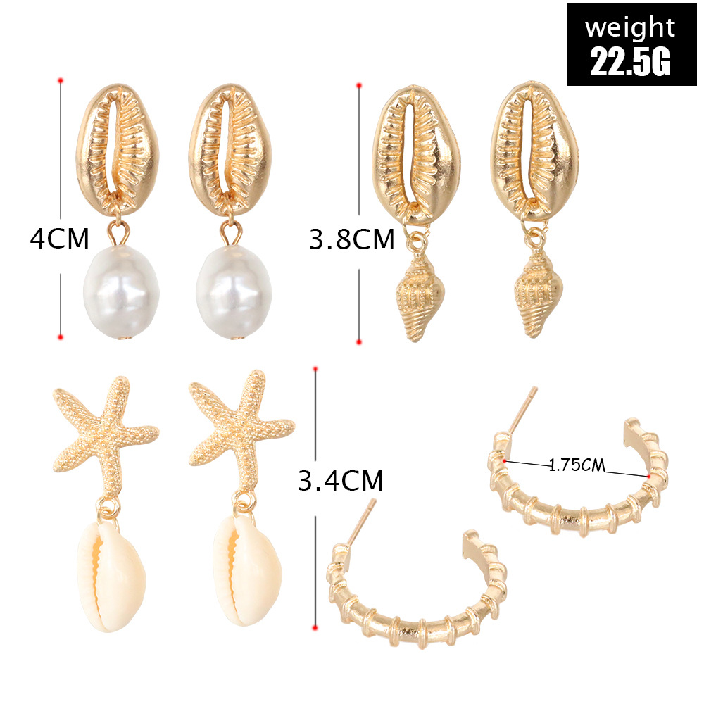 Boho Shell Starfish Dangle Earrings for Women