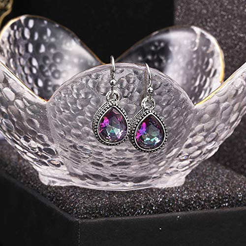Teardrop Druse Crystal Dangle Earrings Set