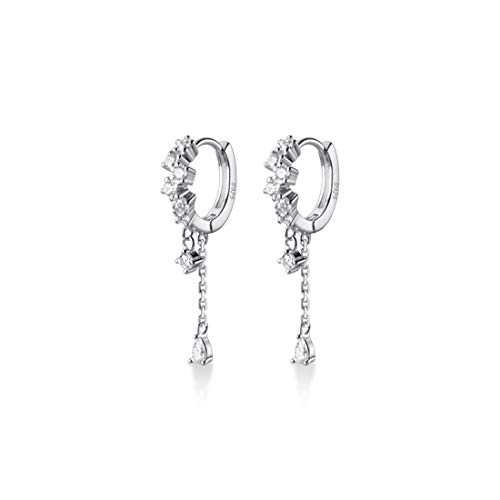 Sterling Silver CZ Teardrop Hoop Earrings