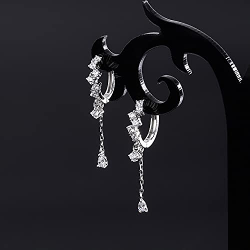 Sterling Silver CZ Teardrop Hoop Earrings