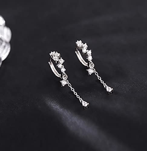 Sterling Silver CZ Teardrop Hoop Earrings