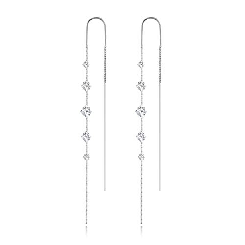 Sterling Silver Threader Earrings with Cubic Zirconia