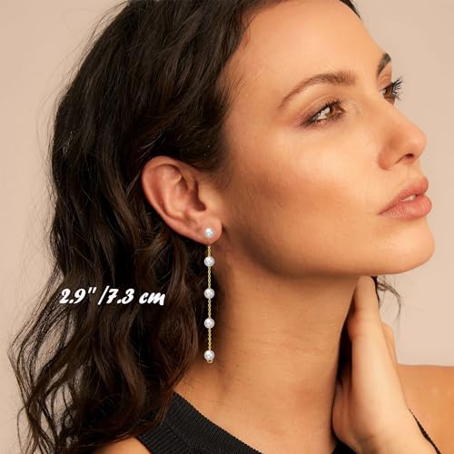 Handmade Gold Pearl Drop Dangle Earrings