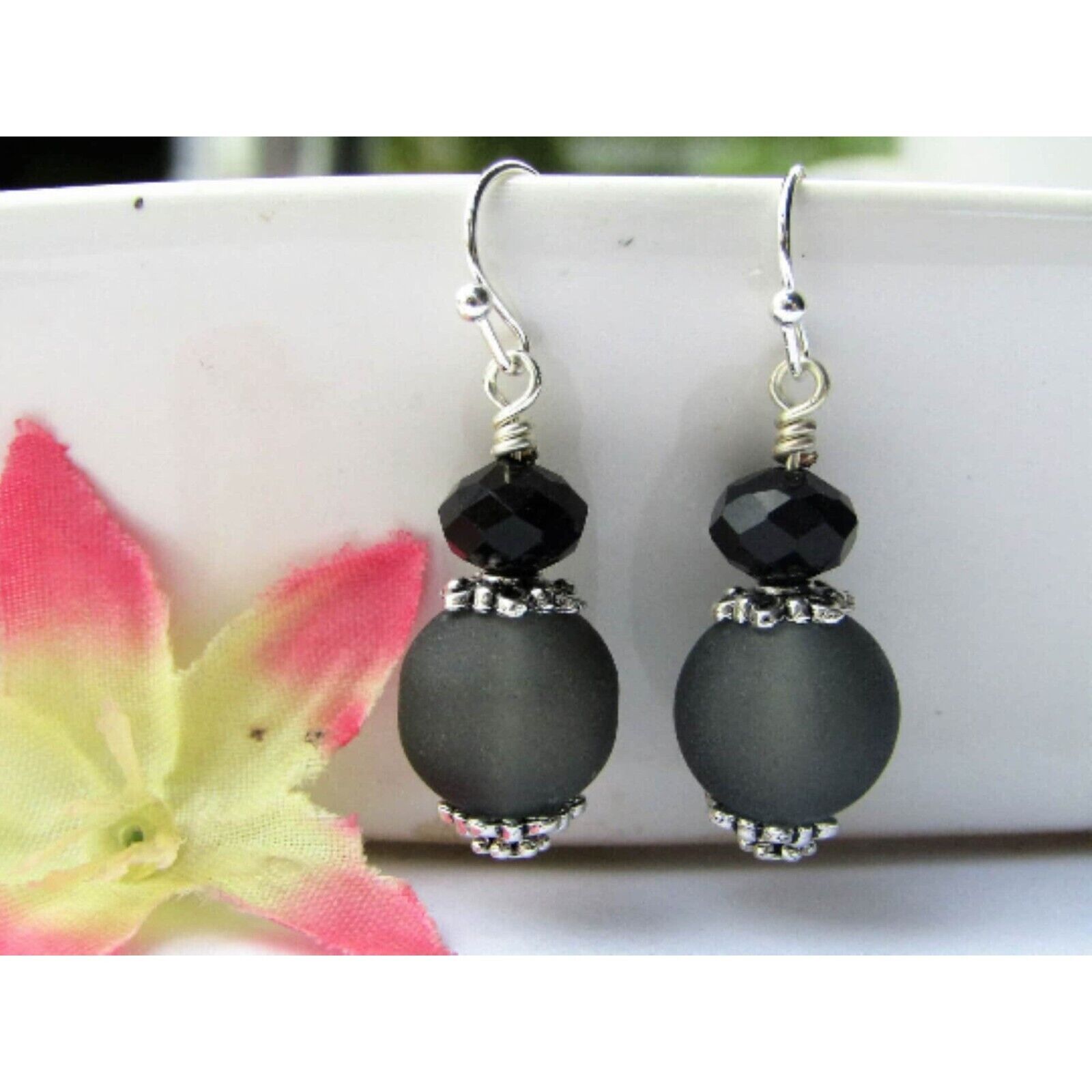 Sea Glass Silver Dangle Earrings for Beach Lovers