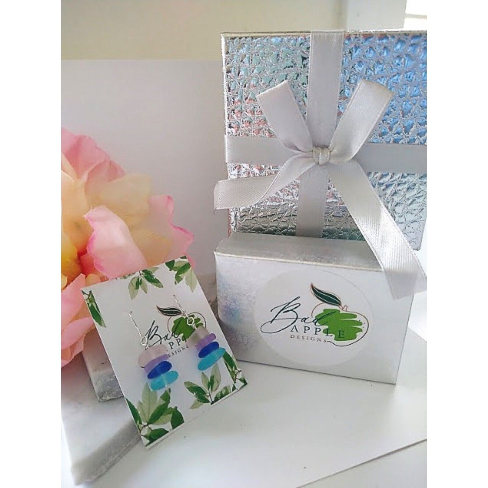 Colorful Frosted Sea Glass Dangle Earrings