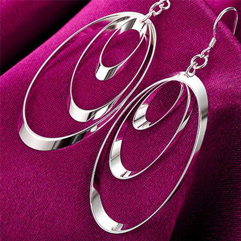 Silver Plated Dangle Hoop Earrings for Women