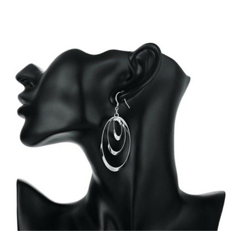 Silver Plated Dangle Hoop Earrings for Women