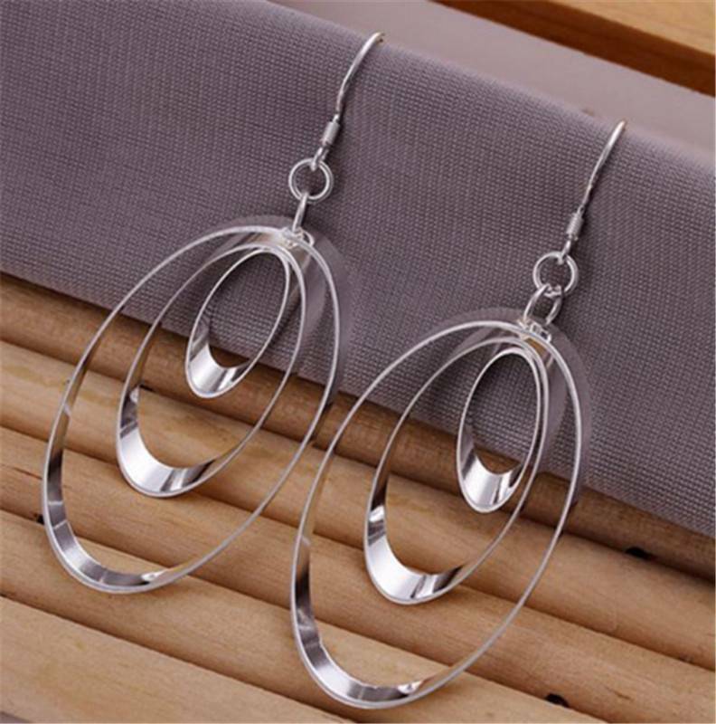 Silver Plated Dangle Hoop Earrings for Women