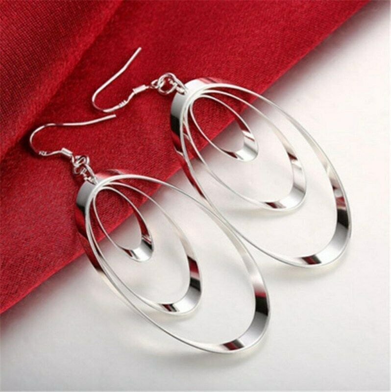 Silver Plated Dangle Hoop Earrings for Women