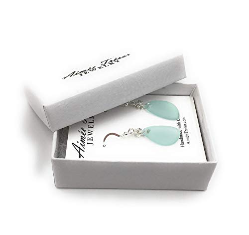 Sea Glass Earrings with Silver Knot on Hooks