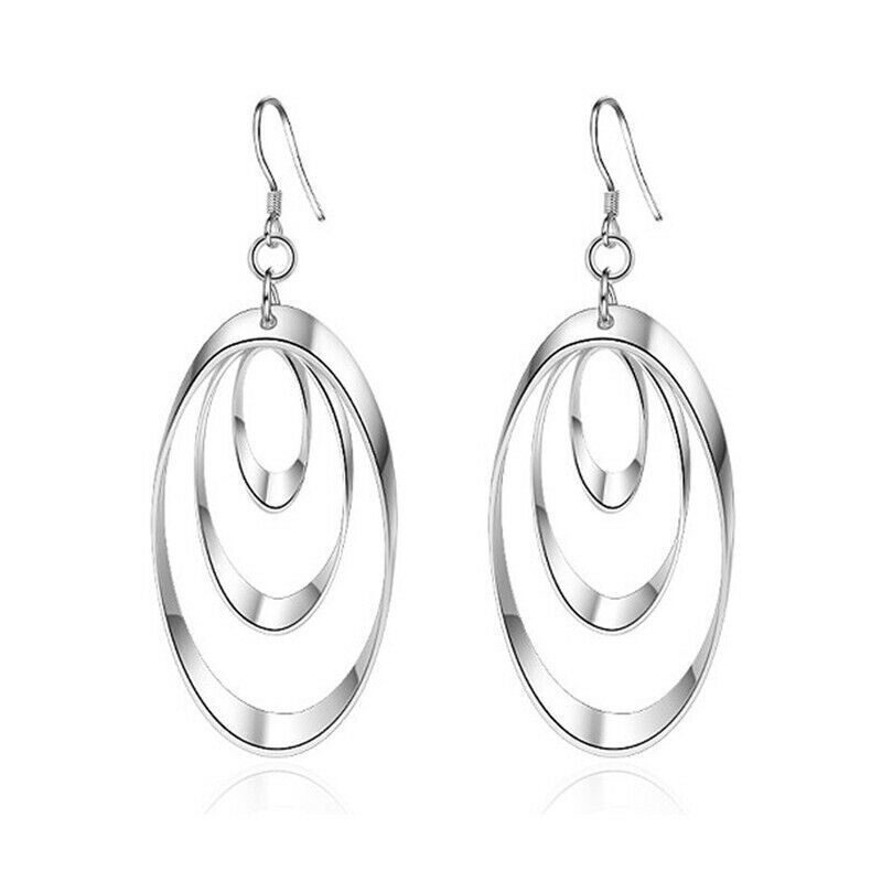 Silver Plated Dangle Hoop Earrings for Women
