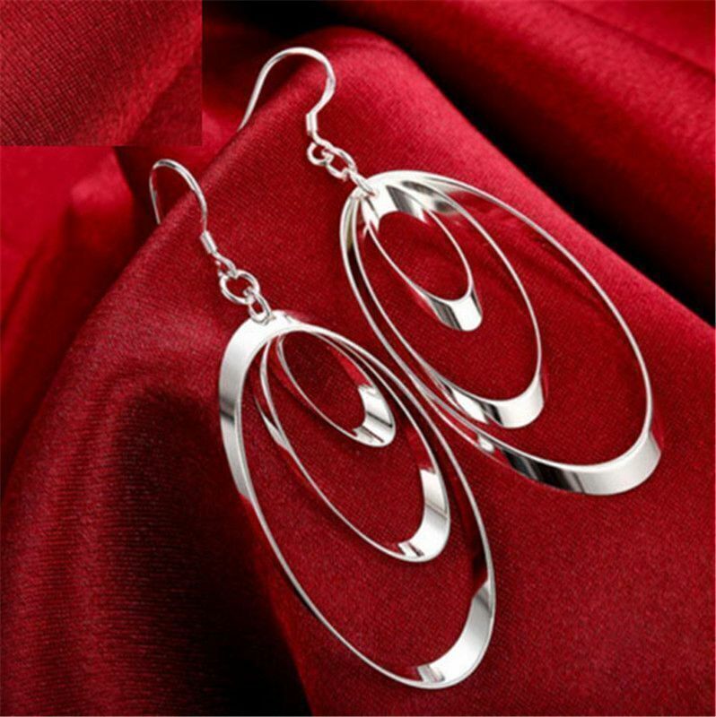 Silver Plated Dangle Hoop Earrings for Women
