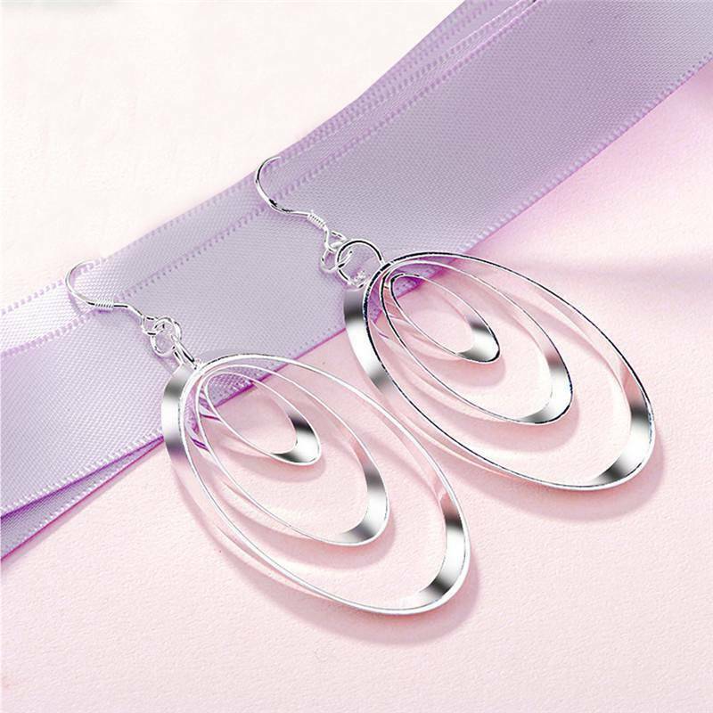 Silver Plated Dangle Hoop Earrings for Women