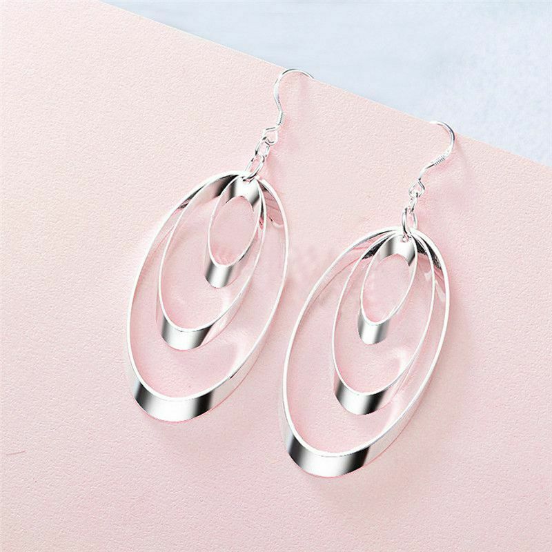 Silver Plated Dangle Hoop Earrings for Women
