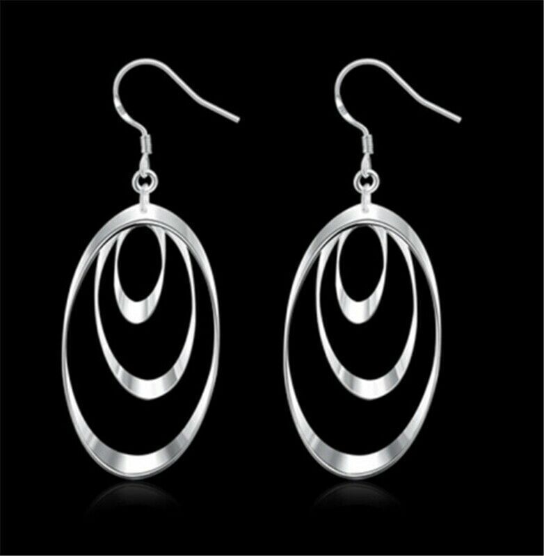 Silver Plated Dangle Hoop Earrings for Women