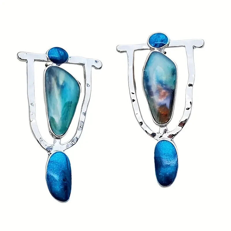 Elegant Blue Gemstone Dangle Earrings for Women