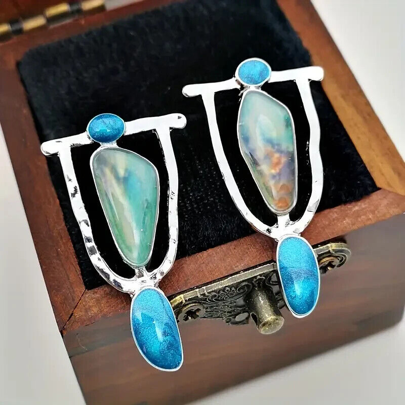 Elegant Blue Gemstone Dangle Earrings for Women