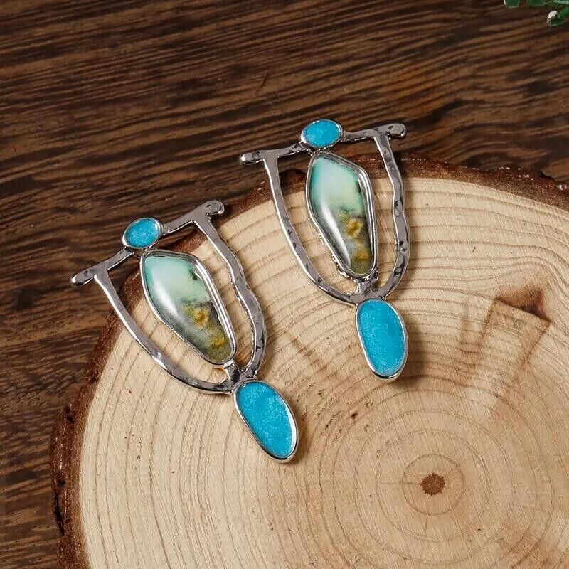 Elegant Blue Gemstone Dangle Earrings for Women