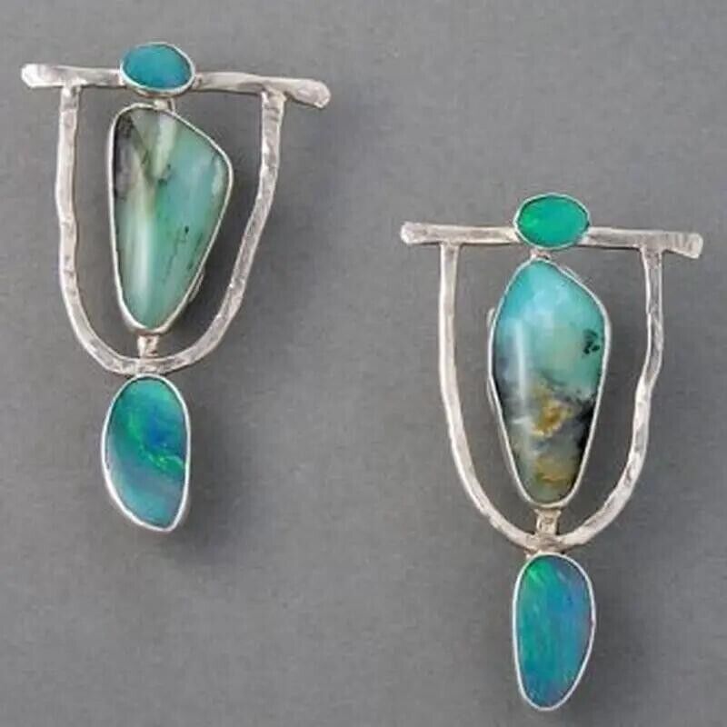 Elegant Blue Gemstone Dangle Earrings for Women