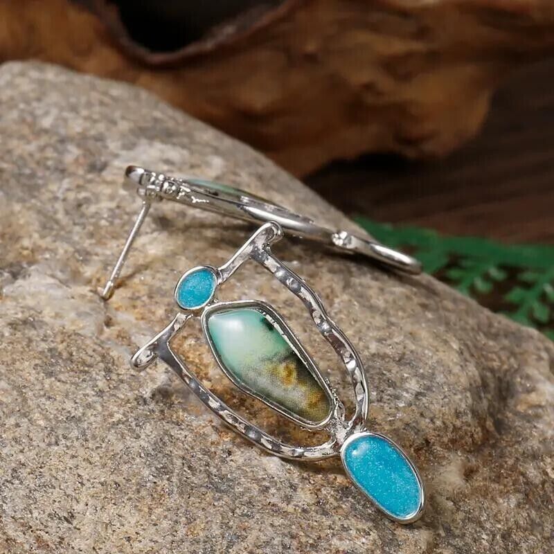 Elegant Blue Gemstone Dangle Earrings for Women