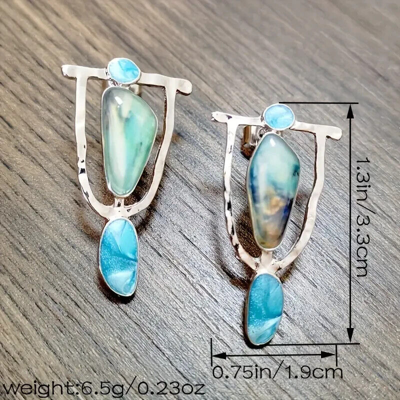 Elegant Blue Gemstone Dangle Earrings for Women