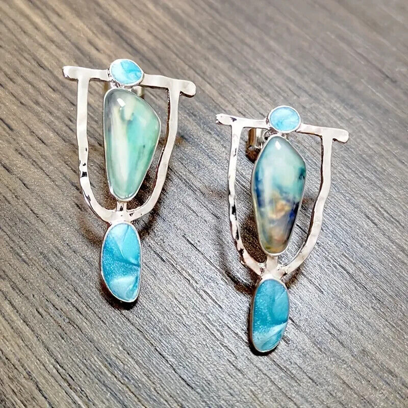 Elegant Blue Gemstone Dangle Earrings for Women