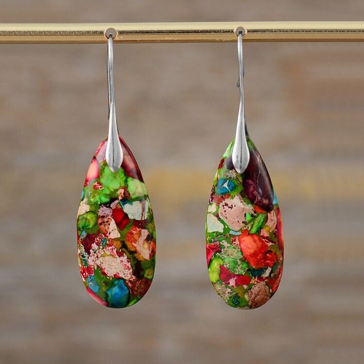 Imperial Jasper Teardrop Dangle Earrings