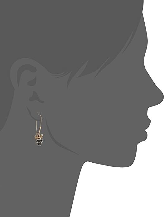 Edgy Glam Skull Dangle Earrings with Crown Detail
