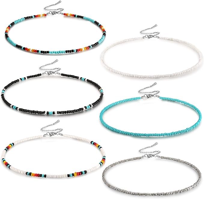 Handmade Glass Bead Choker Necklace Set for Women