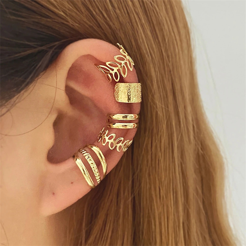 Trendy Non-Piercing Gold & Silver Leaf Earrings