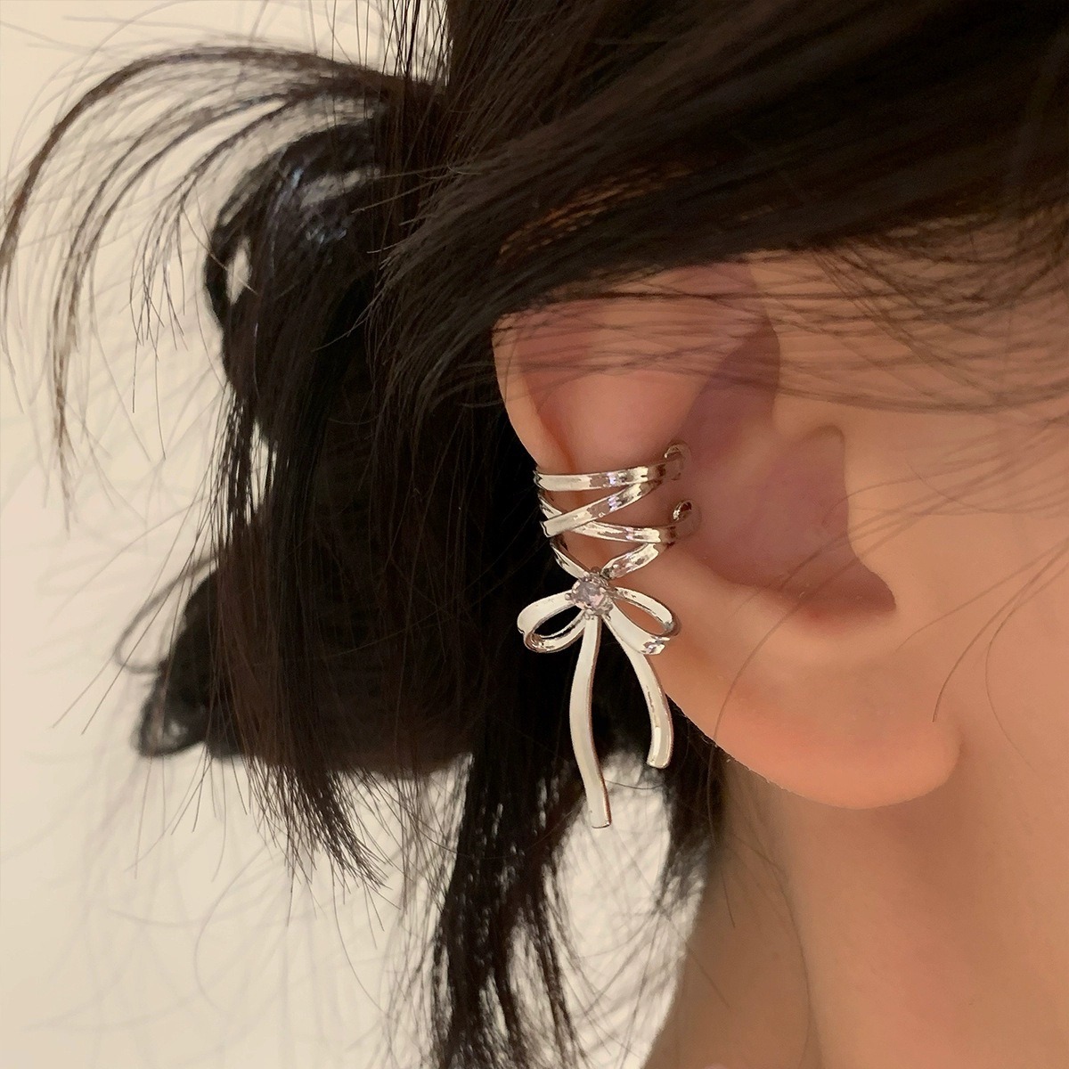 KADRUFI Ballet Style Ribbon Bow Ear Cuffs