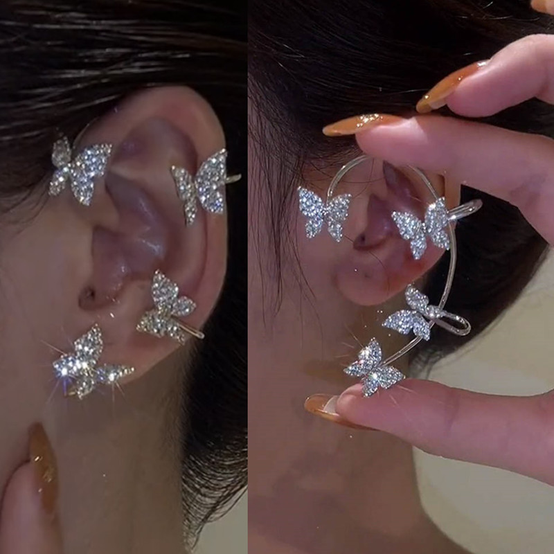 Butterfly Ear Clips with Zircon for Women