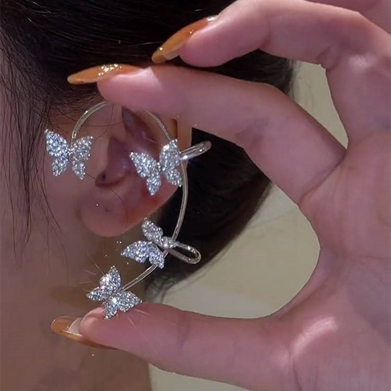 Butterfly Ear Clips with Zircon for Women