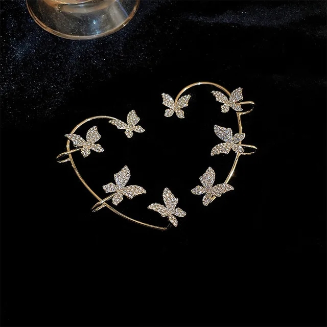 Butterfly Ear Clips with Zircon for Women