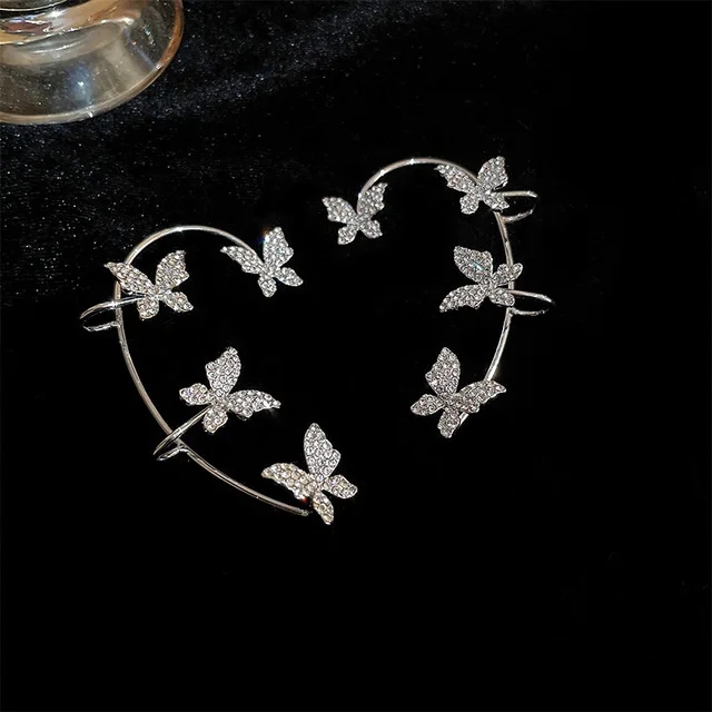 Butterfly Ear Clips with Zircon for Women
