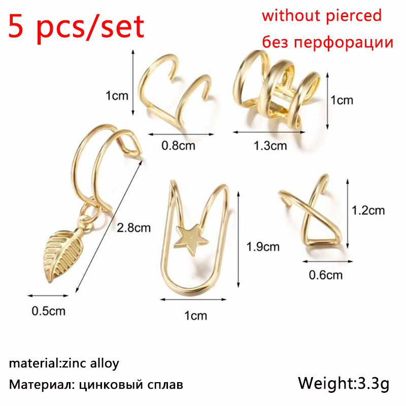 Gold Color Metal Non-Piercing Ear Cuff Clips