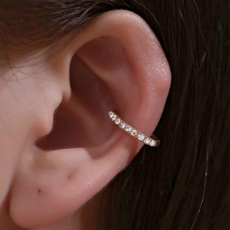 Korean Crystal Clip Earrings for Women