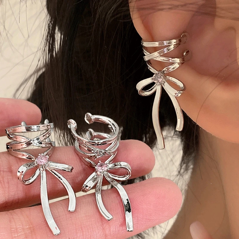 Pink Butterfly Clip-On Ear Cuff Earrings