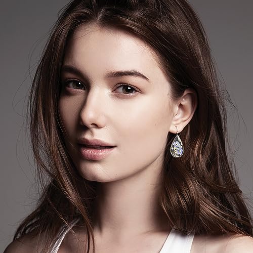 Pressed Flower Forget Me Not Drop Dangle Earrings