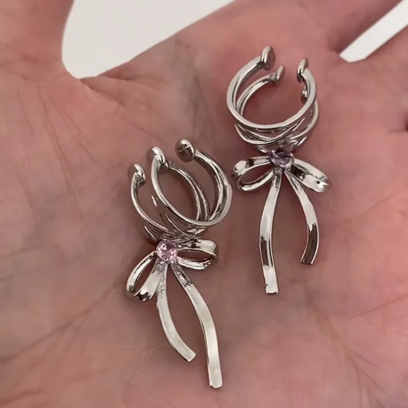 Pink Butterfly Clip-On Ear Cuff Earrings