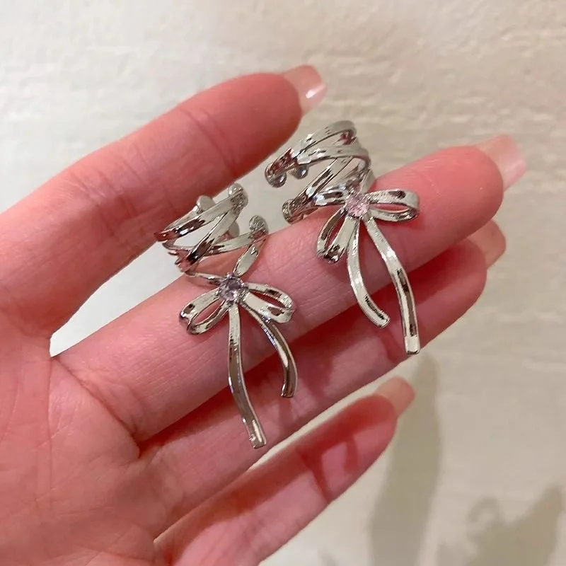 Pink Butterfly Clip-On Ear Cuff Earrings