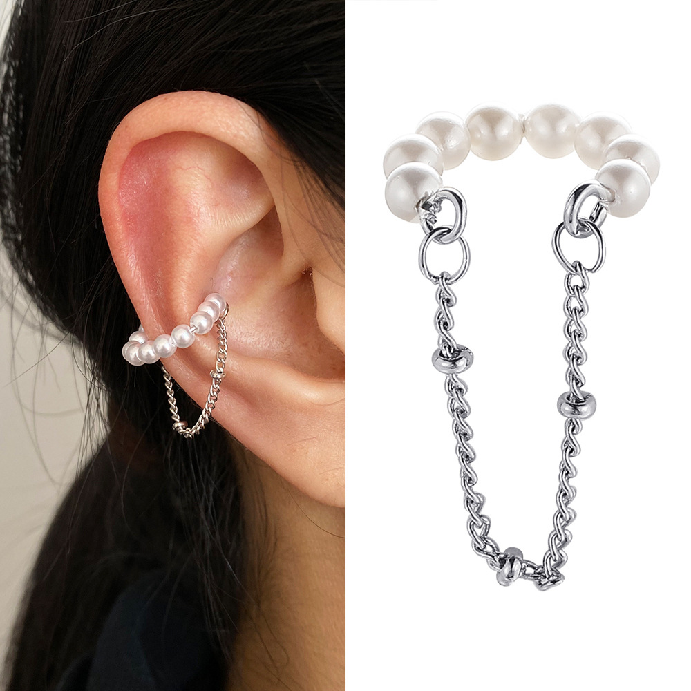 Silver Pearl Non-Piercing Ear Cuff Clip
