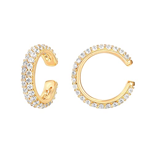 Sparkling Gold Plated Cubic Zirconia Huggie Earrings