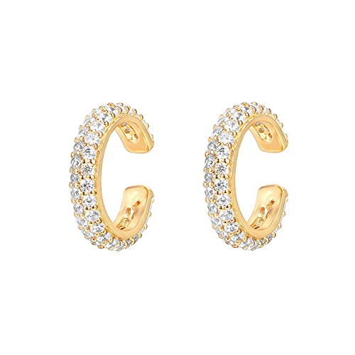 Sparkling Gold Plated Cubic Zirconia Huggie Earrings